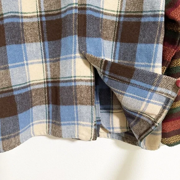 Davi & Dani Mixed Plaid Striped Oversized Shacket - Picture 7 of 10